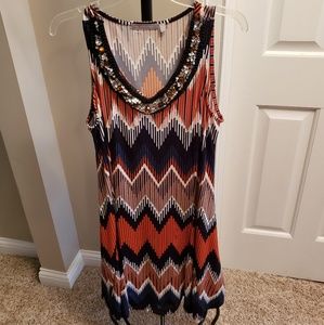 V-neck midi dress with jeweled neckline